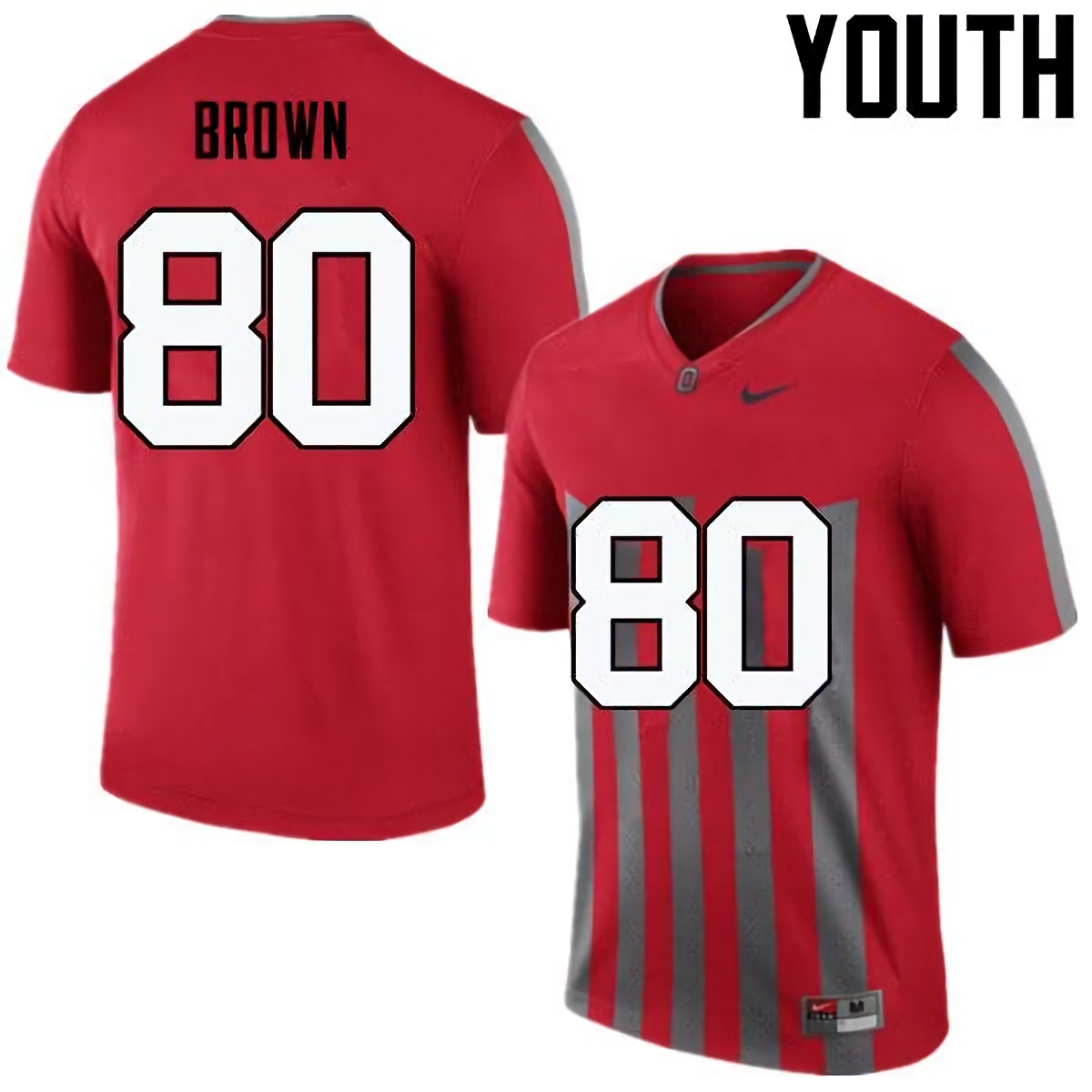 Noah Brown Ohio State Buckeyes Youth NCAA #80 Nike Throwback Red College Stitched Football Jersey CIA7056WA